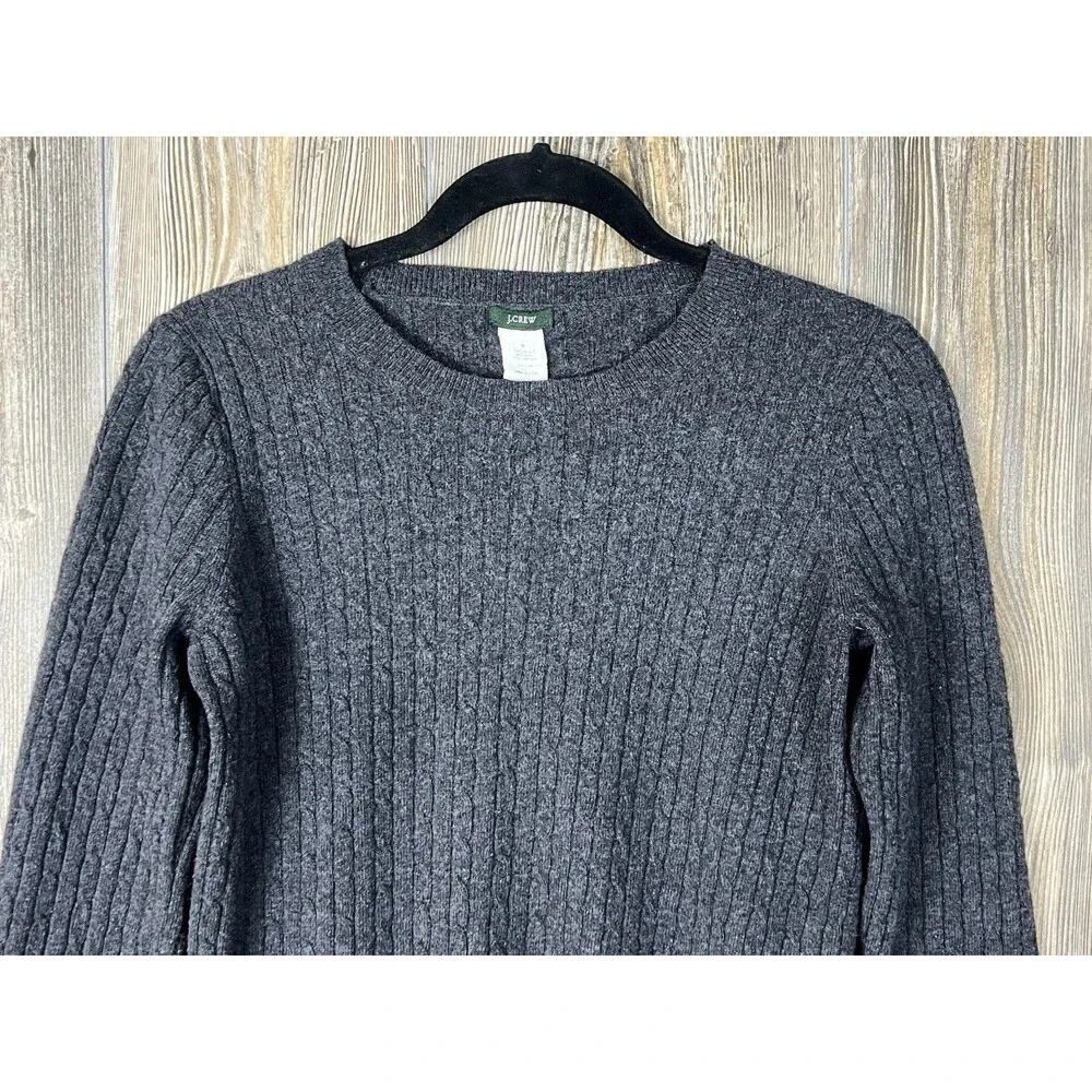 J. Crew Black Cashmere/Wool Cable Knit Crew Neck Pullover Womens M Everyday Chic